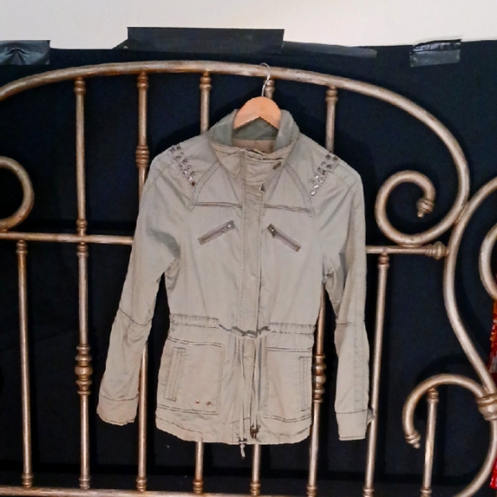 Material Girl Cotton Utility Jacket Loaded w/Snaps, Zippers, Pockets, and Studs.